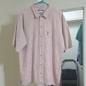 Columbia Men's Pink Checkered Button Down Shirt